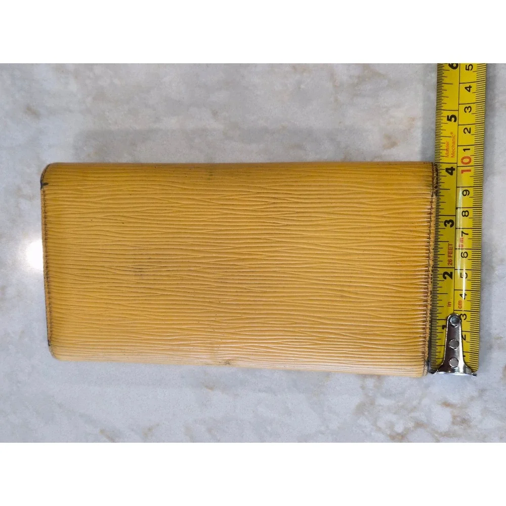Louis Vuitton Epi Leather Long Tri-fold Wallet Yellow Purple Made in Spain